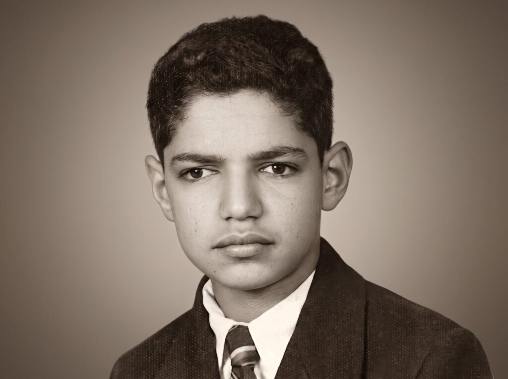 Abdul Rahman Al-Sumait as a schoolboy, studio portrait
