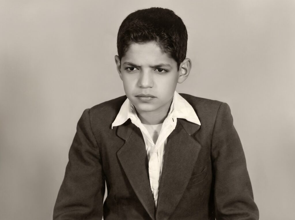 Abdul Rahman Al-Sumait as a boy, studio portrait