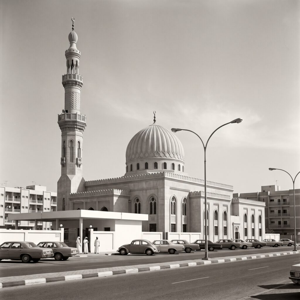 A Kuwaiti mosque in the 1960s — illustrative image